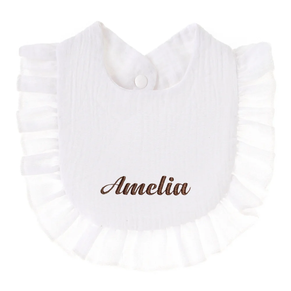 맞춤 이름 자수 면직물  턱받이 용 유니섹스 베베 턱받이 (남아, 여아 모두 사용 가능) 이상적인 출산 선물