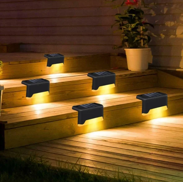 

Solar Deck Lights 16 Pack Outdoor Step Lights Waterproof Led Solar Lights for Railing Stairs Step Fence Yard Patio and Pathway