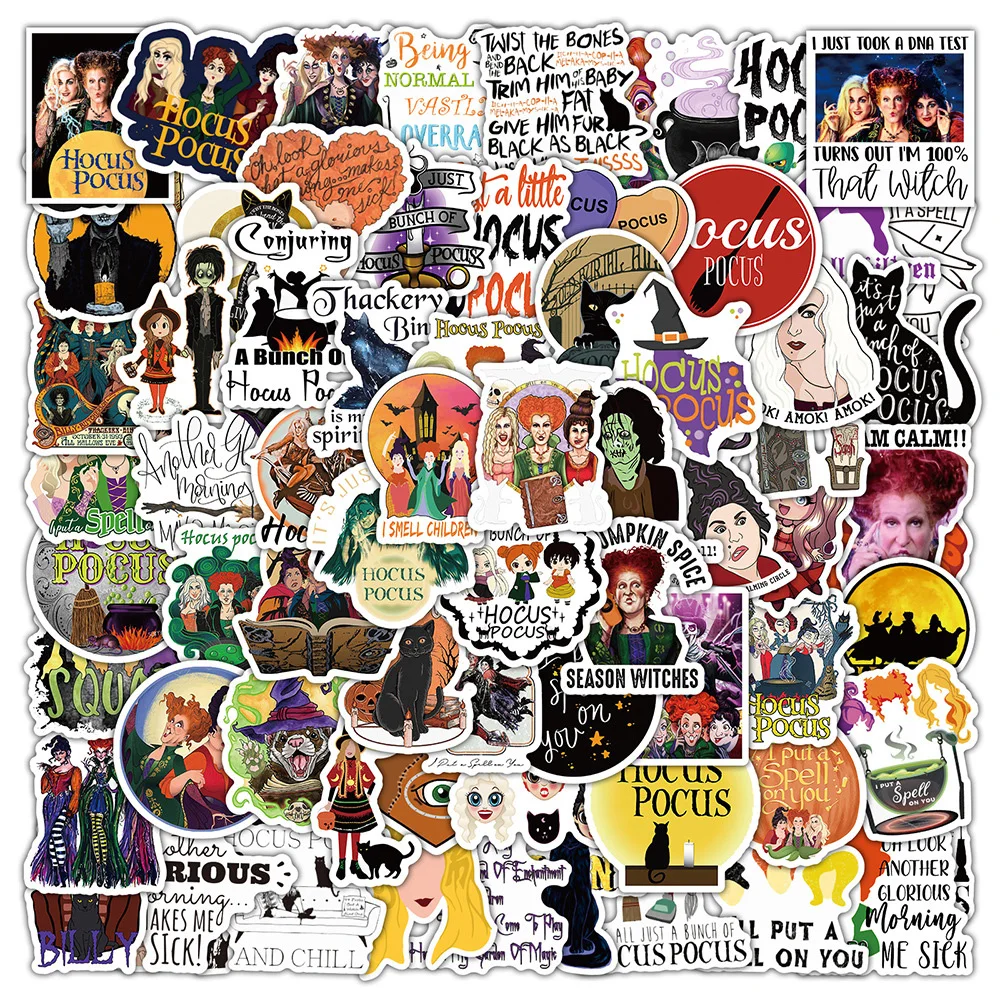 10/30/50/100Pcs Disney Movie Hocus Pocus Stickers Magic Witch Cartoon Sticker Laptop Scrapbooking Bagagli Graffiti Decal Toys