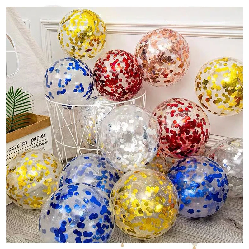 

10pcs Glitter Confetti Balloon 12 Inch Confetti Transparent Balloons for Party Decor Wedding Birthday Baby Shower Air Ball 2024