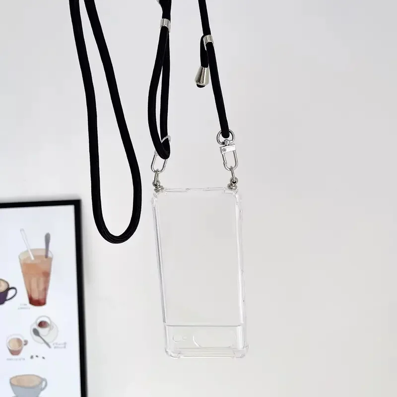 Premium Transparent Crossbody Phone Case with Necklace Cord Lanyard and Soft Bumper Cover