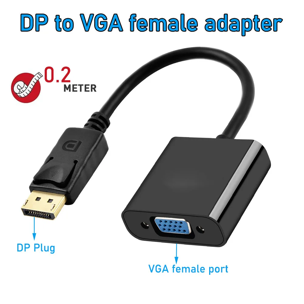 HDmatters DisplayPort to VGA Cable 1080P DisplayPort DP to VGA Adapter Monitor Cable for Nvida AMD HDP Dell Lenovo Asus PC