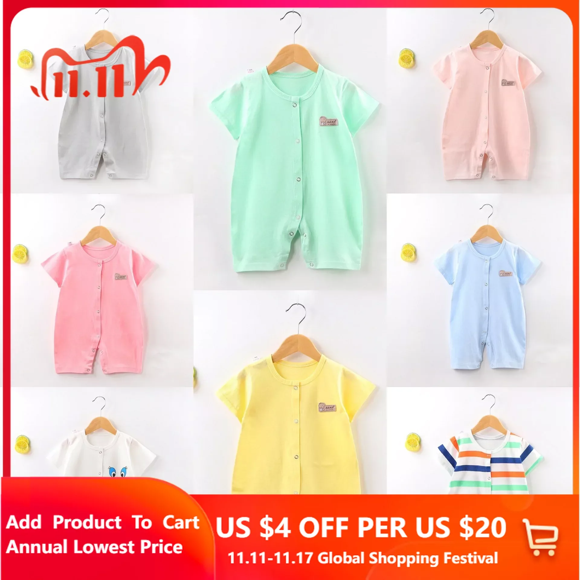 

Baby Girl Summer Solid Clothes Newborns Boy Short-Sleeved Romper Plaid Bodysuit Toddler Cotton Jumpsuits Bebes Plaid Costume