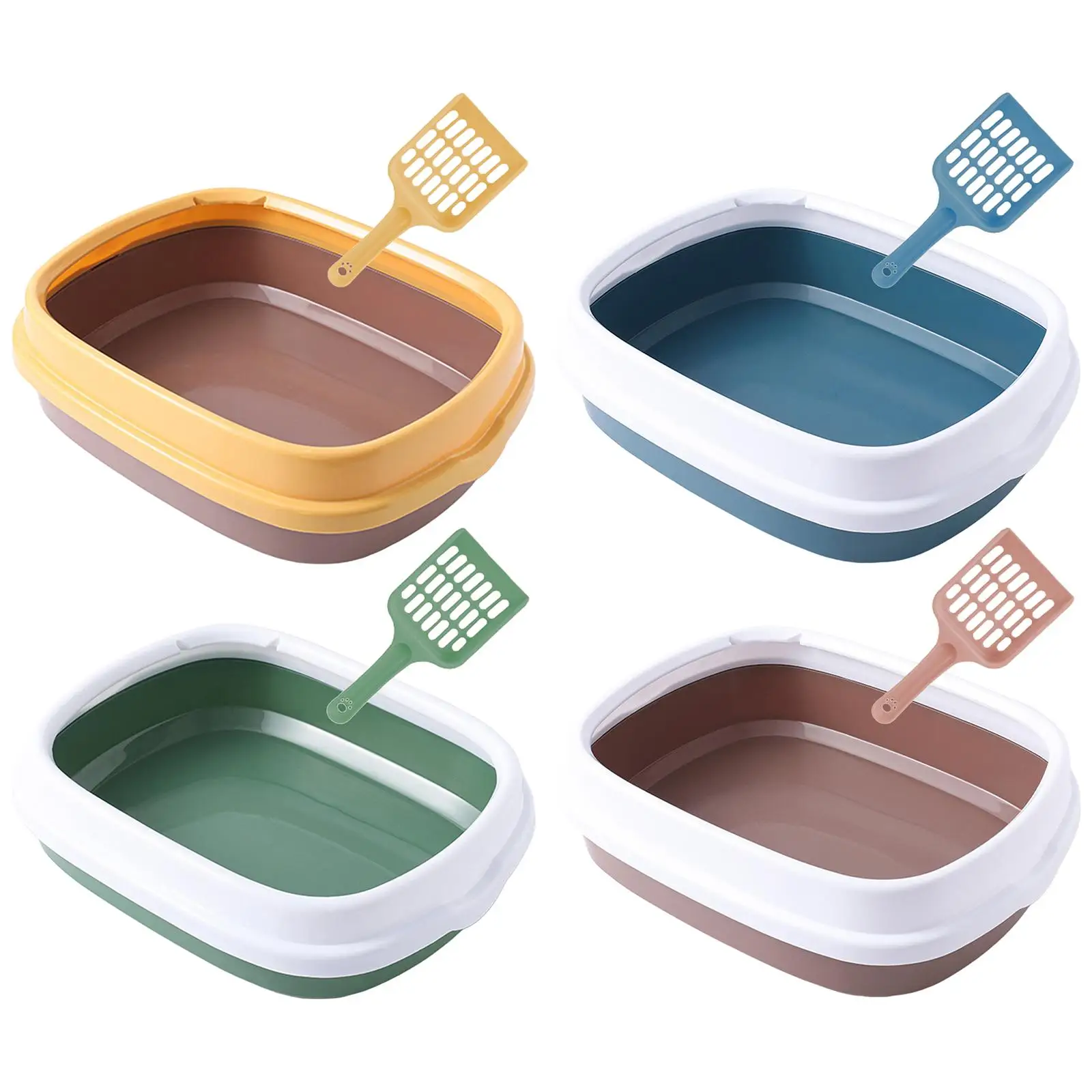 Haliyee Open Cat Litter Box,U Shape Lowered Front High Sided Pet Supplies Bedpan Portable Sifting Litter Tray For All Kinds Of Cat Litter