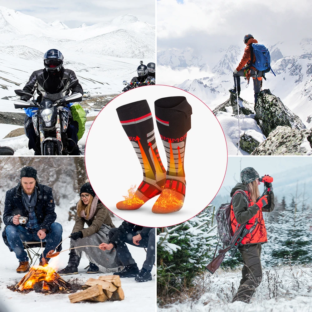 KEMIMOTO Replacement Heated Socks Thickened Unisex Winter Outdoor Warm Socks Battery Not Included Motorcycle Riding