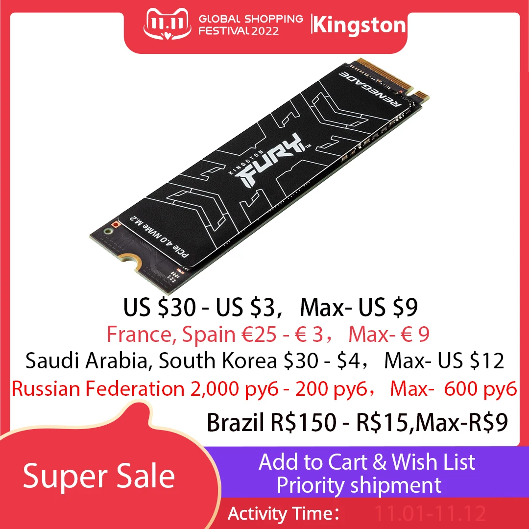 Kingston Fury Renegade Ssd 1tb  Kingston Fury Renegade Ssd 2tb - Kingston  4.0 M.2 - Aliexpress