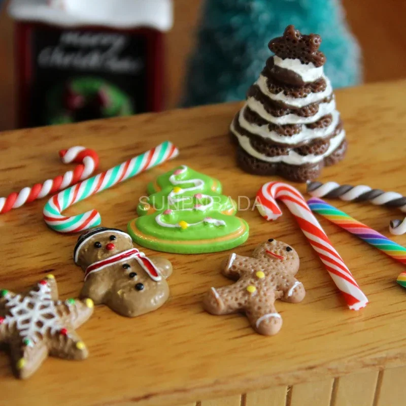 1/6 Scale Miniature Dollhouse Play Food Christmas Cookies & Mini Candy Cane Kitchen for BJD Blyth Doll House Accessories Toy kitchen toys pretend kitchen toys pretend food toys doll house toys