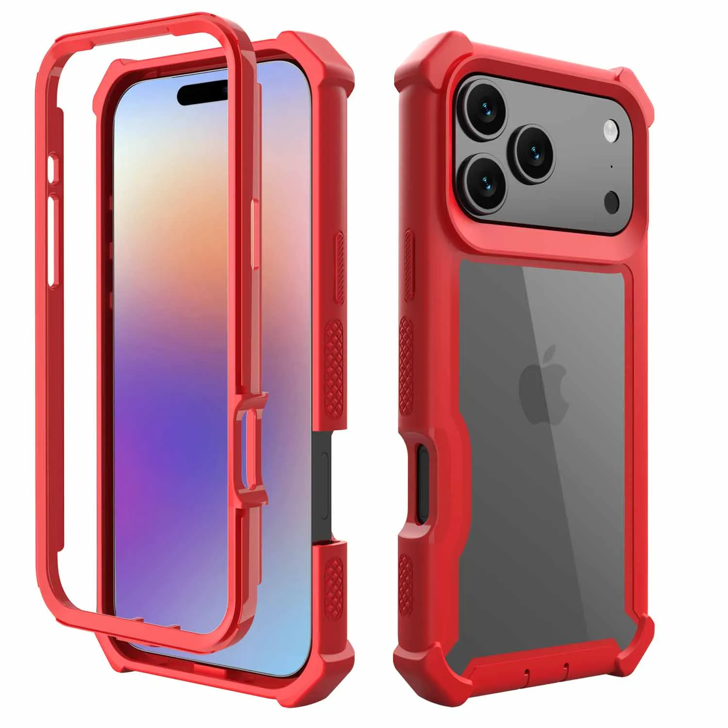 Enhanced Shockproof Armor Phone Case - 2-in-1 Hit Color Design with Clear Acrylic Hard Cover