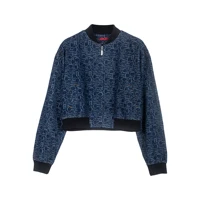 Women Pants Sets Denim Flared Trousers Fashion O Neck Coats Long Sleeve Zipper Casual Female Pants Suits Denim Streetwear Sets - Image 5