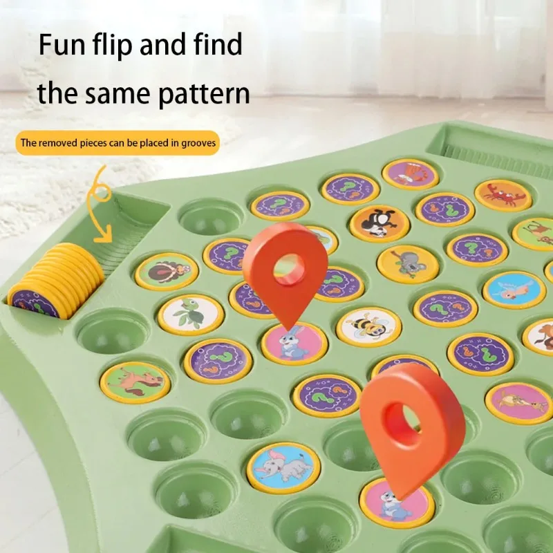 2-4 people animal/fruit chess 54 card memory international flip chess cartoon logical thinking cognitive animal learning chess 4