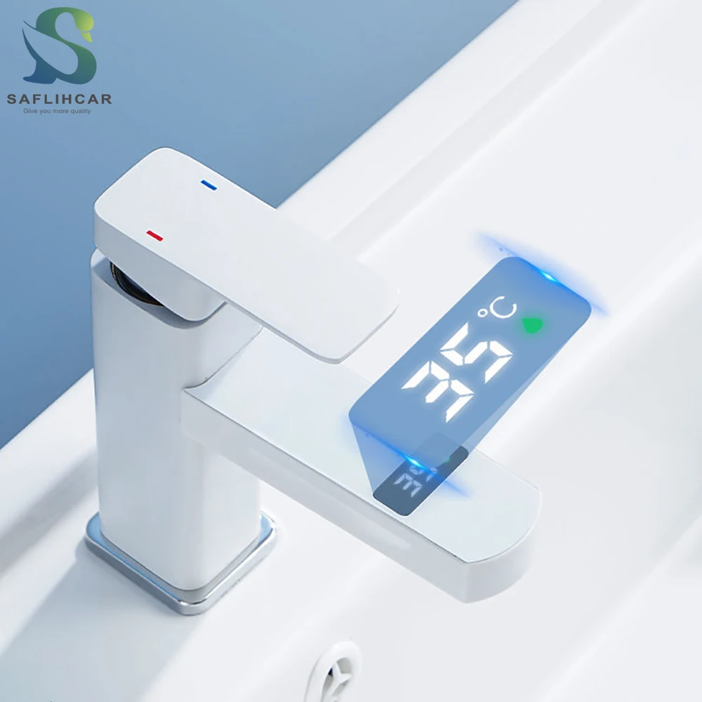 Digital Bathroom Basin Faucet Touch Button Hot Cold Water Temperature LED Smart Mixer Valve Tap Accessories Free Shipping