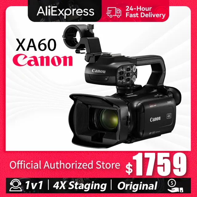 Профессиональная видеокамера Canon XA60 UHD 4K 1/2 дюйма 4K UHD CMOS сенсор 20x оптический зум 800x цифровой зум 5-осевая стабилизация изображения 1