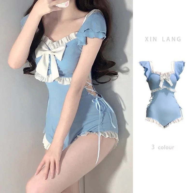 

Korean Bandage Swimwear Bikini Women Summer Sexy Backless Push Up Swimsuit Beach Bikini One Piece Swimsuit