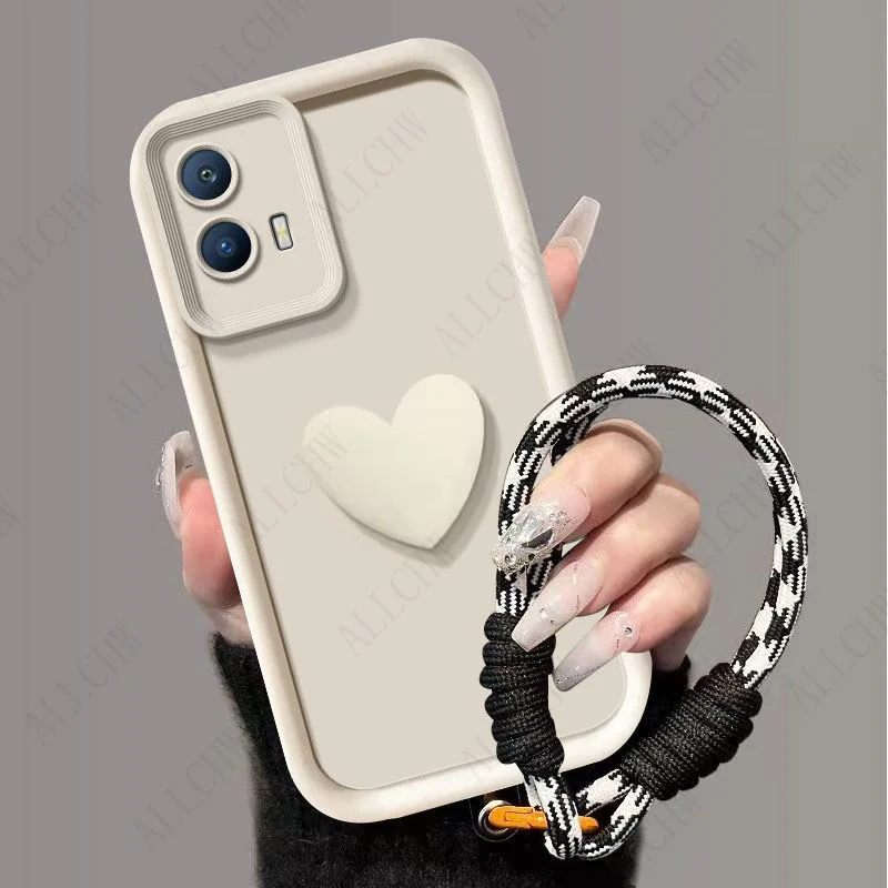 Love Heart Hand Strap Back Cover for Motorola Edge 50 Series