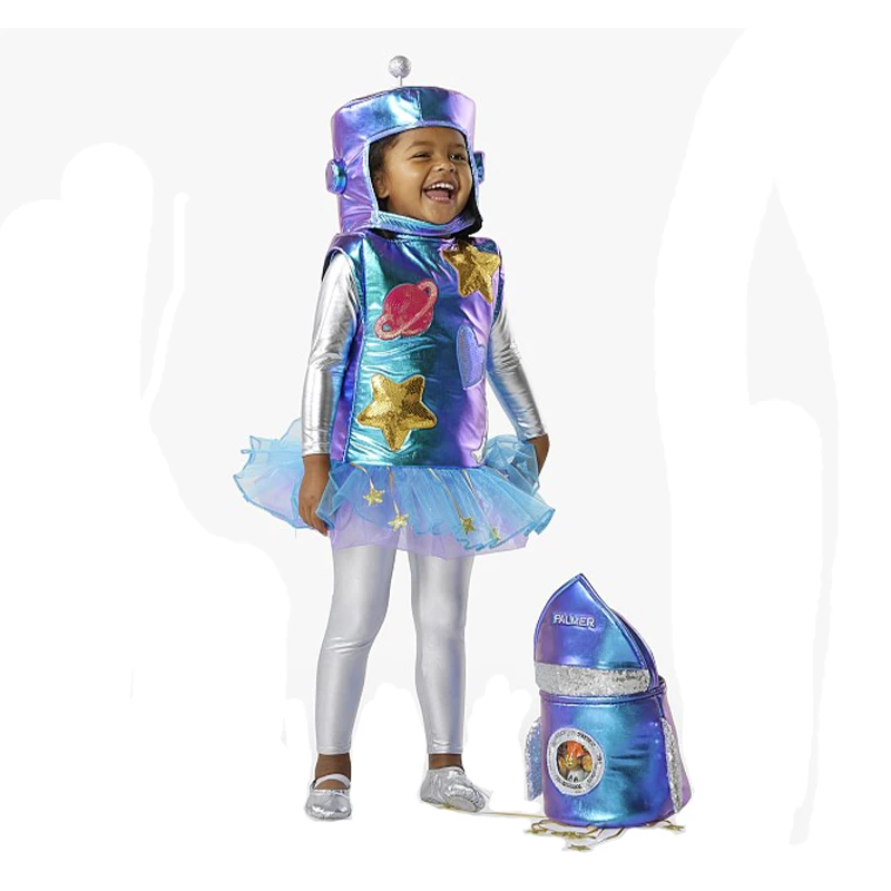 Toddler Robot Fancy Dress Cosplay Girls Kids Blue Astronaut Costume