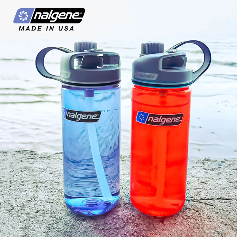 Outdoor Sports Straw Water Bottle Portable Plastic Drinking Bottle Running Travel Hiking 590ml Nalgene
