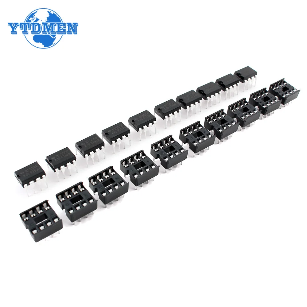 20 Pz Ne555 Ic 555 E 8 Pin Dip Socket (10 Ciascuno) Ic Ne555 E Prese Dip8 Fai Da Te Per Arduino Starter Kit