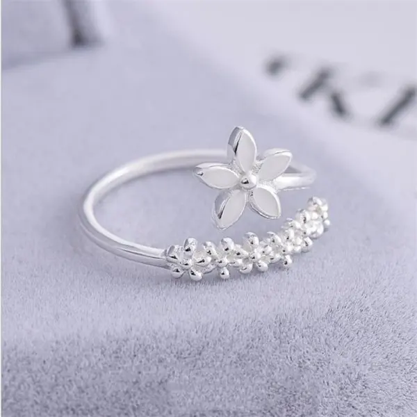 Romantic Pink Cherry Blossom Zircon Flower Ring - Aesthetic Wedding & Christmas Jewelry