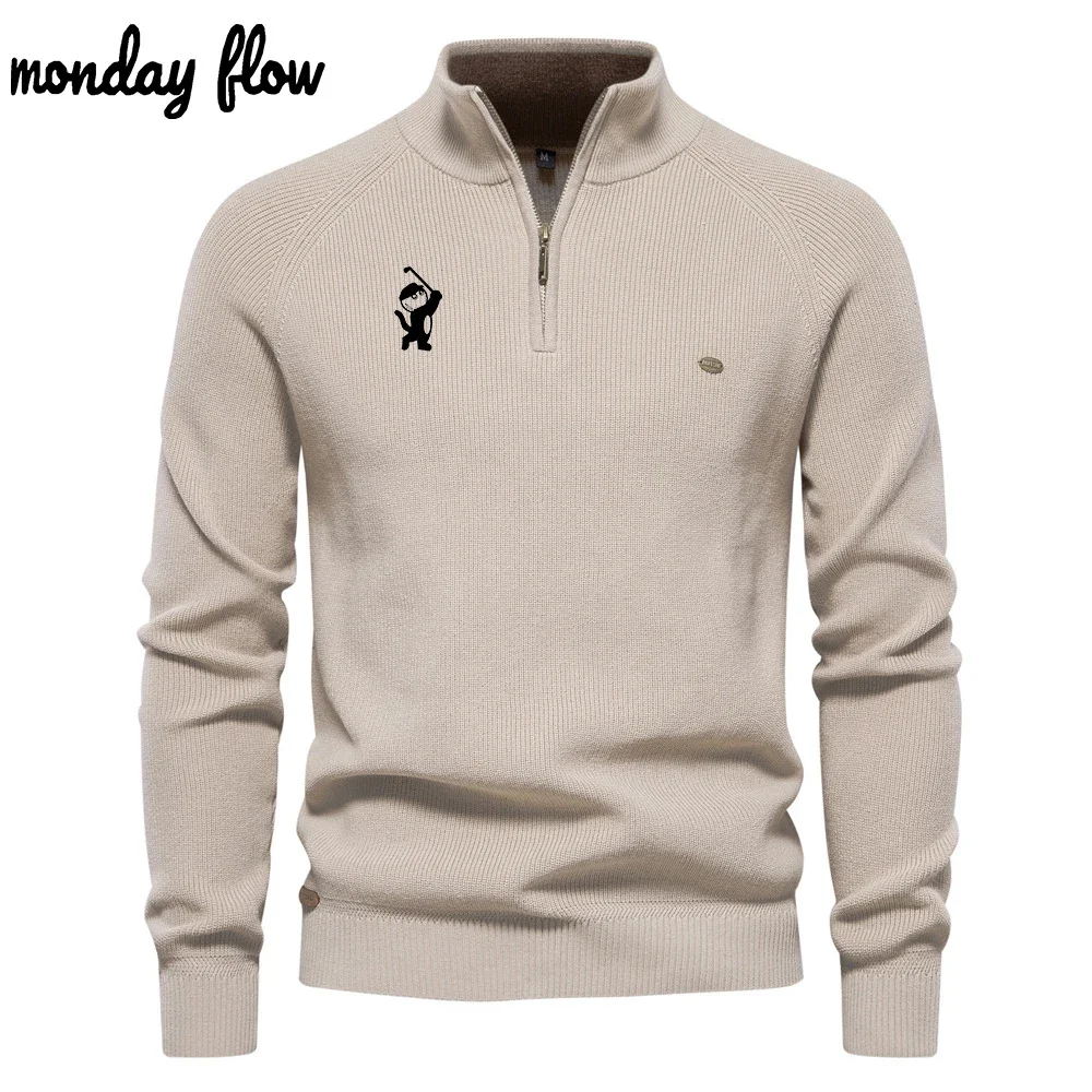Monday Flow Autumn Golf Men's Outdoor Sports Versatile Cashmere Golf Sweater Comfortable Warm Pullover Knitted Jackets
