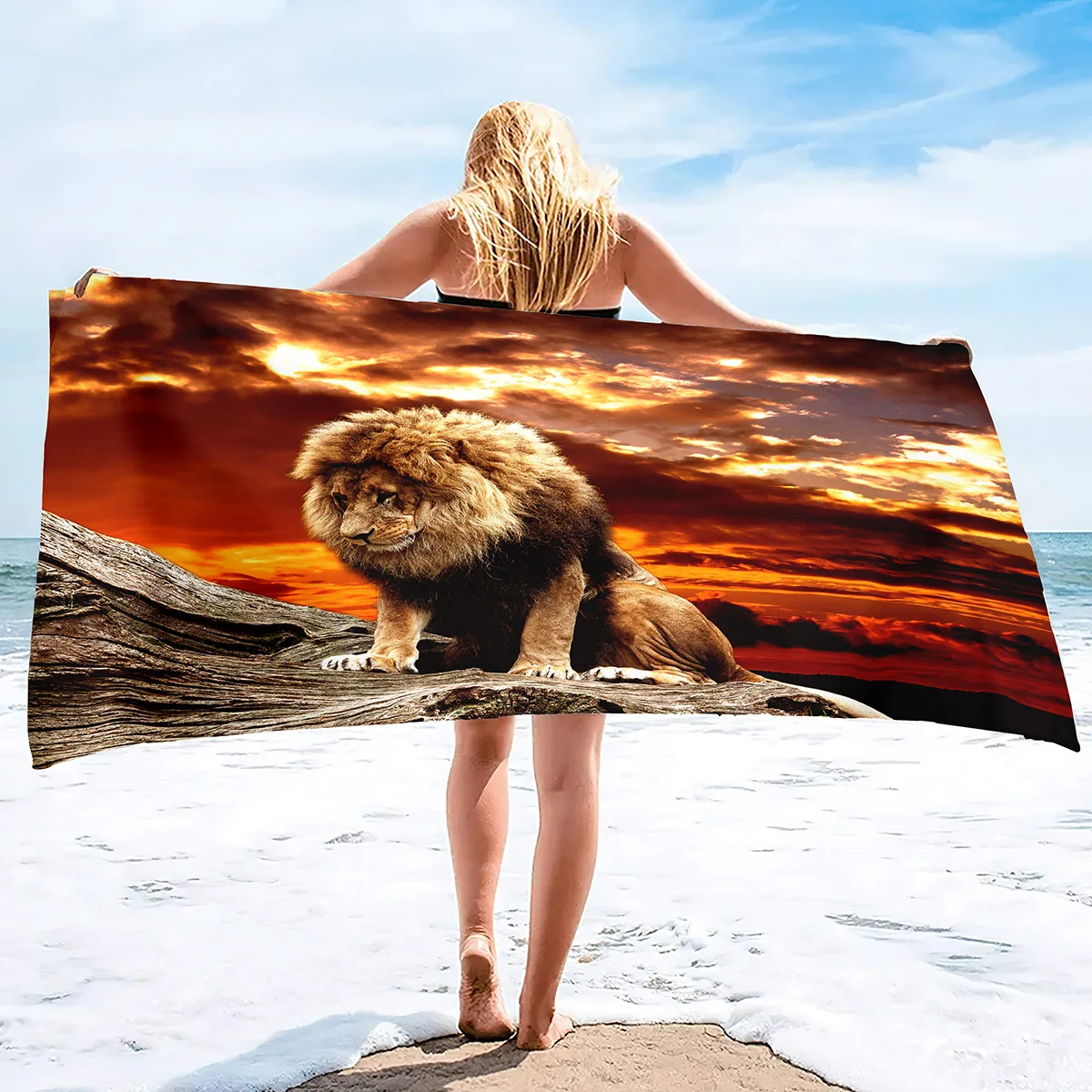 Lion Beach Towel Microfiber Beach Towels for Adults Sand Free Beach Towel Quick Dry Large Beach Towel for Swimming,Bath, Camping