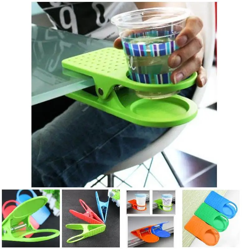 Creative Portable Drinking Cup Holder Clip Clamp for Desk Table Office Cup Coffee Drink Holder GRSA889 cup storage holder