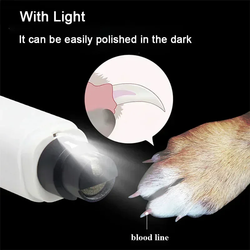 Electric Dog Nail Clippers Grinders Rechargeable USB Charging LED Light Pet Quiet Cat Paws Grooming Supplies