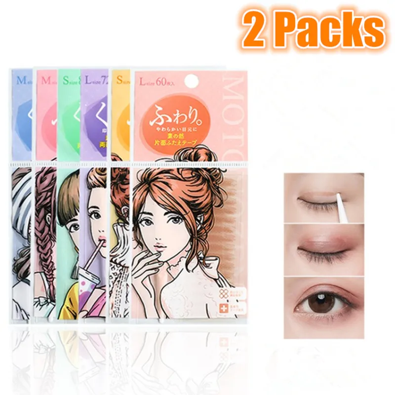 Double Fold Eyelid Tape 2 Packs double fold eyelid tape MOTONOZEN Double Eyelid Tape Sticker Invisible Natural Fold Eyelid Transparent Paste Big Beauty Eyes Applicator Tool