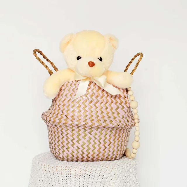 Boho Striped Wicker Storage Basket 6
