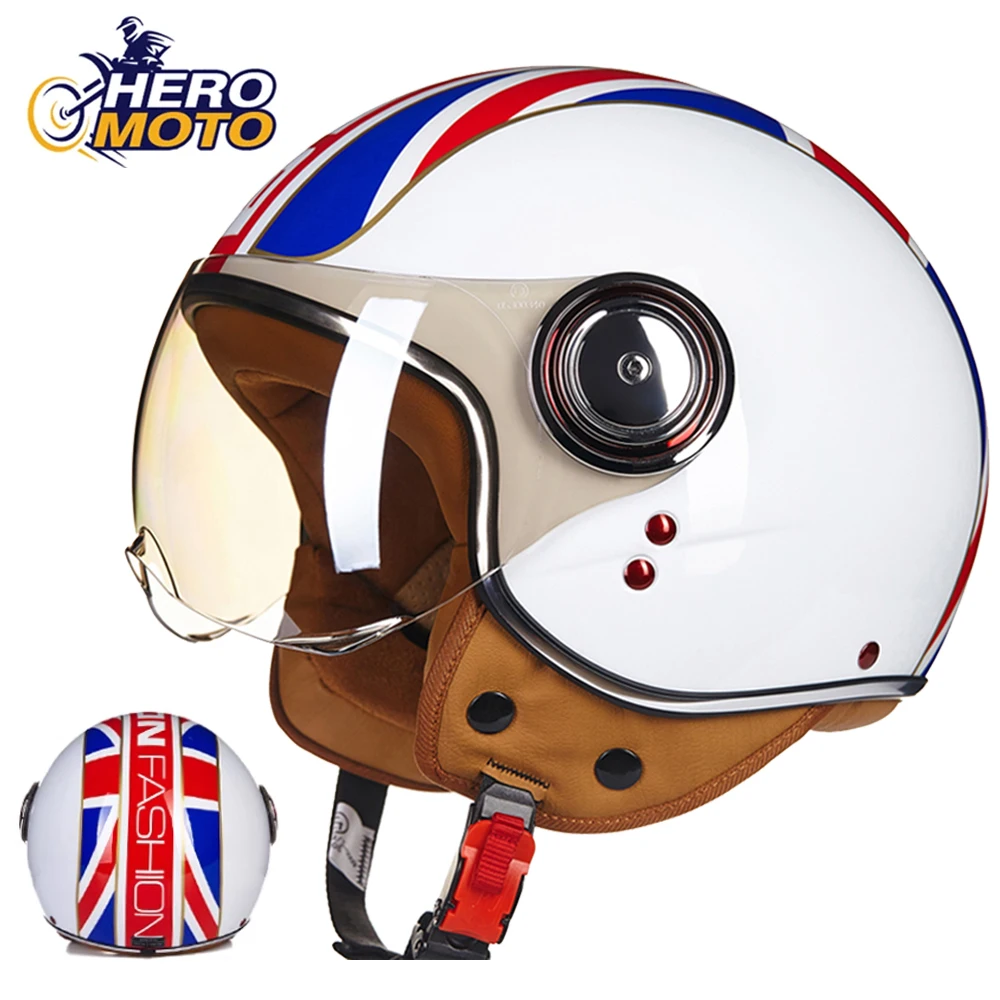 

BEON Retro Motorcycle Helmet 3/4 Open Face Moto Helmet Vintage Casco Moto Capacete De Moto Motorbike Scooter Motocross Helmet