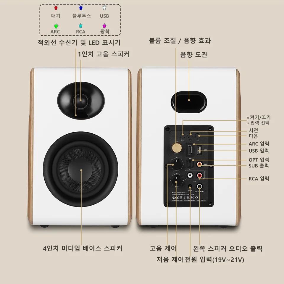 AIYIMA S600 Bluetooth ブックシェルフスピーカーアクティブホーム