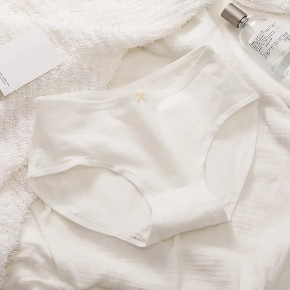 

Women Underwear Breathable Mid-waist Underwear Soft Elastic Women's Mid Waist Bow Decor Panties Quick Dry Anti-septic for Female