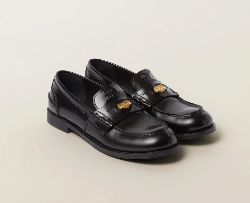 M〰️Penny low heel leather penny loafers Fashion women’s shoes