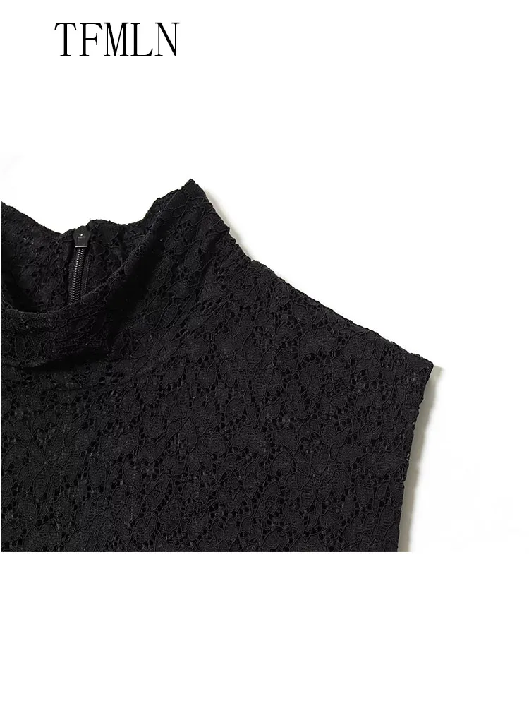 Sweet Women Lace Patchwork Mini Dresses 2025 New Fashion Chic O-neck Sleeveless Causal Party Dress Elegant Back Zipper Dress