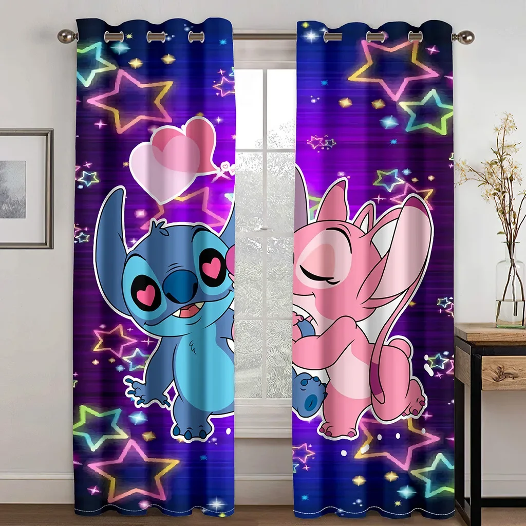 Disney Blackout Curtains Lilo & Stitch Thermal Insulated Darkening Window Drapes for Kids Bedroom Décor 2 Panels Rings Top 4