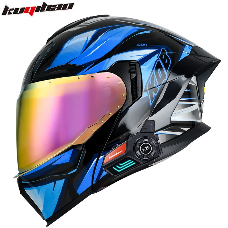 thumbnail image 1 of Casco integral con Bluetooth para motocicleta, doble lente, abatible hacia arriba, intercomunicador, aprobado por DOT, para carreras de motos y motocross, 1 of 5