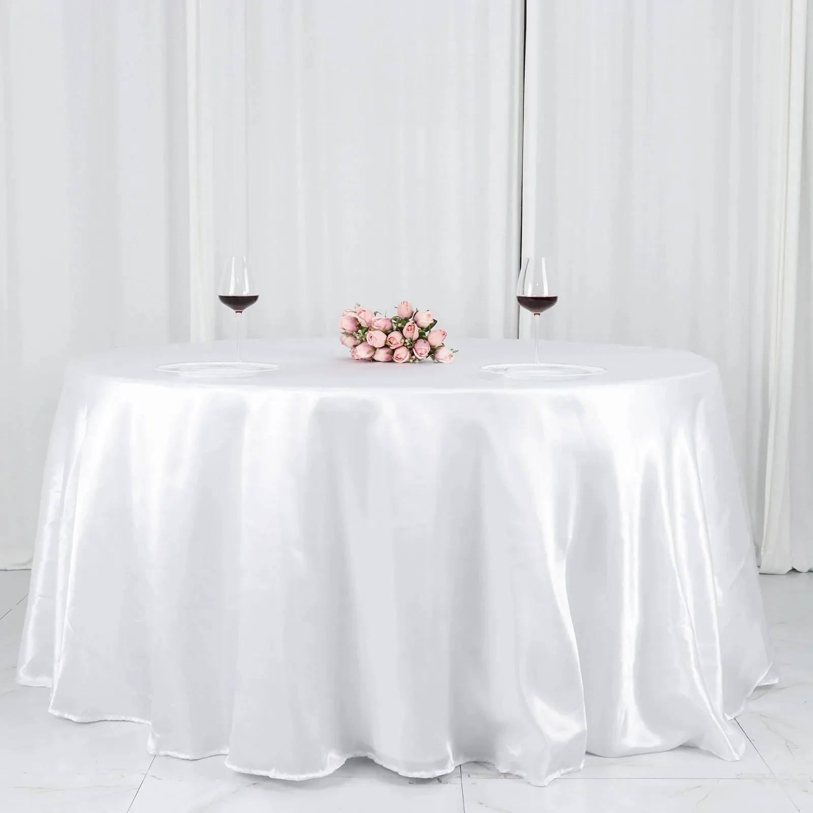 

280cm Seamless Round Tablecloths Satin Table Cloth Cover For Wedding Event Party Christmas Decoration