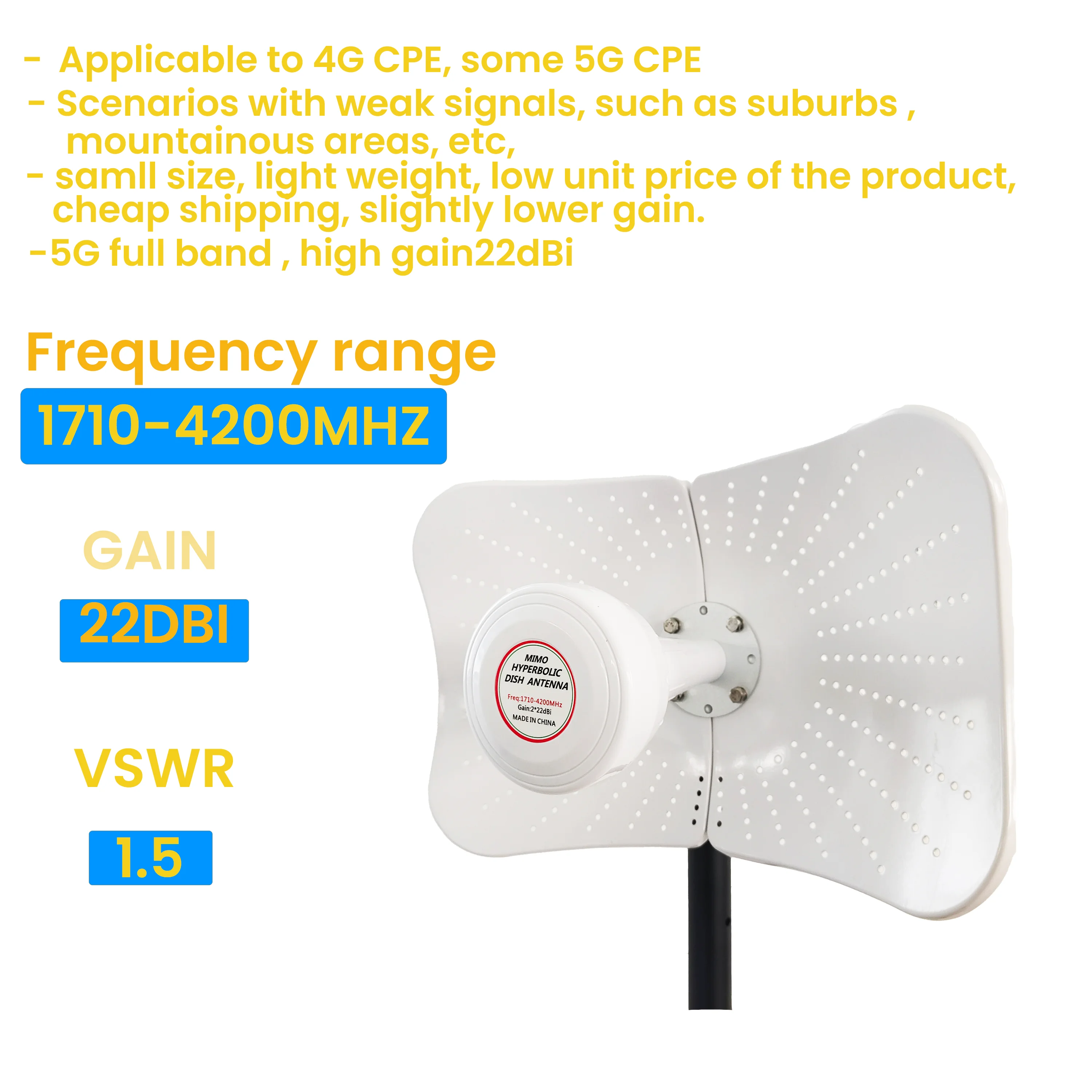 4G 5G Mobile Signal Antenna 1710-4200mhz 22dbi Amplifier Outdoor Grid Parabolic Long Range For Antenna Signal Booster 4G Antenna Outdoor Antenna