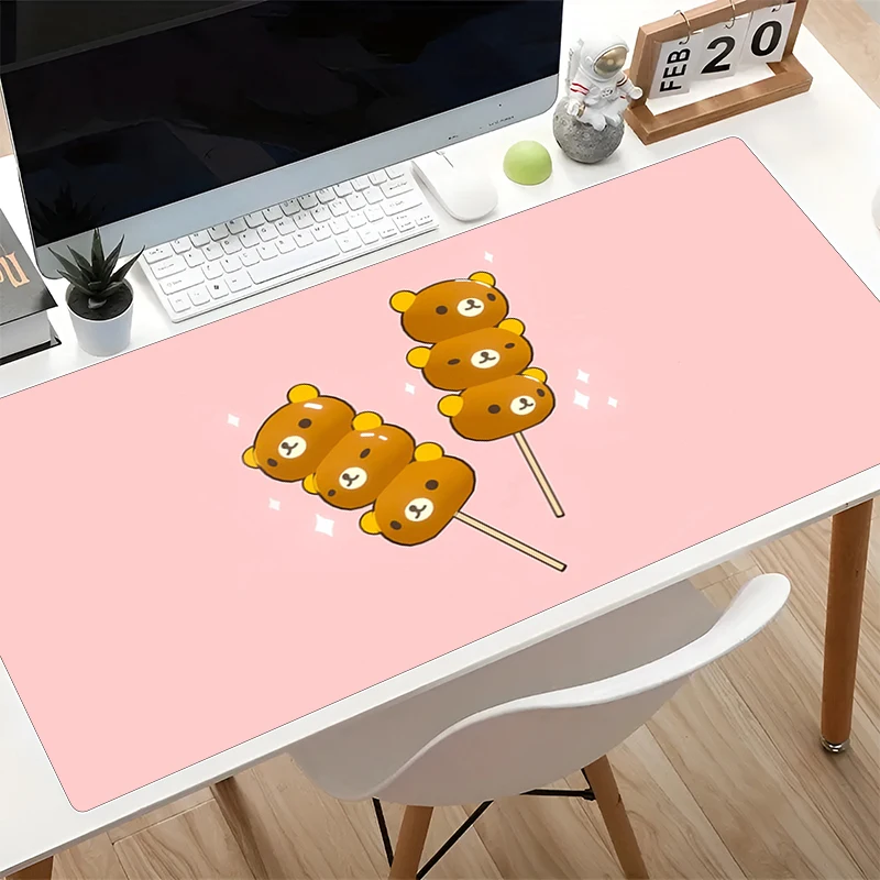 

Anime Mouse Pad Kawaii Korilakkuma Rilakkuma Pink Table Mat Large Office Cute Mousepad Anti Slip PC Mouse Mats Deskmat for Girl