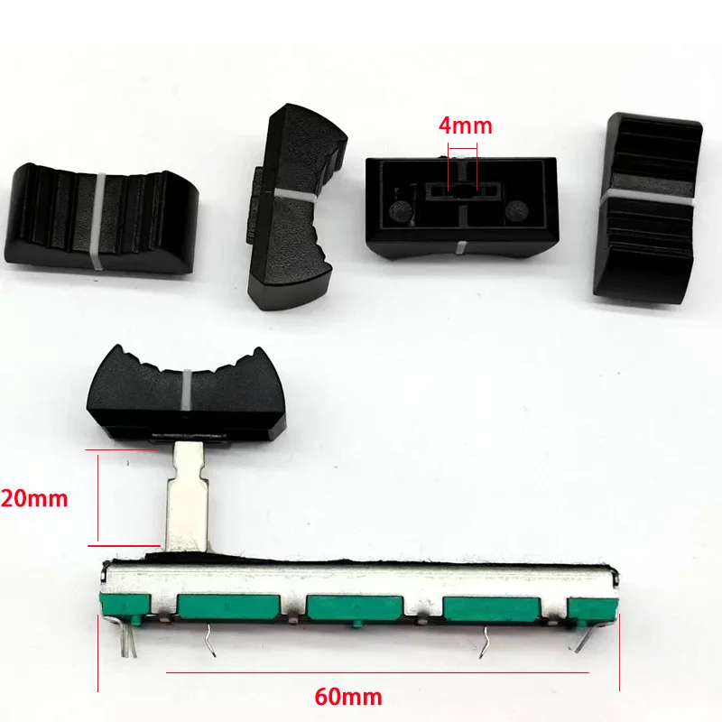 2 Pezzi Adatto Per Akai Yajia Mixing Console B10K B103 Potenziometro Scorrevole Pusher 60Mm Pioneer Pusher Cappello Nero