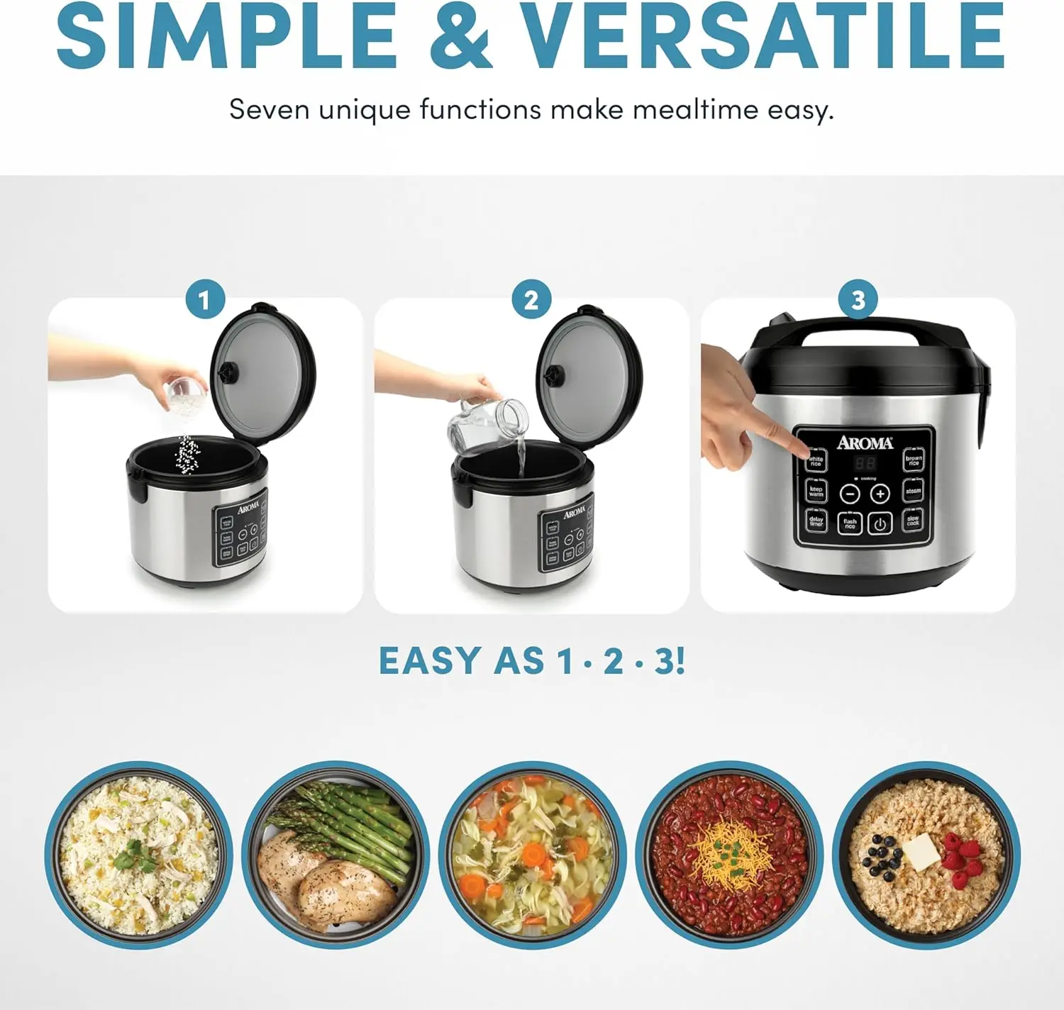NEW 20 Cup Cooked (10 cup uncooked) Digital Rice Cooker, Slow Cooker, Food Steamer, SS Exterior (ARC-150SB),Black 3