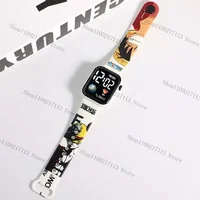 NEW Luffy Dragon Ball Goku Pikachu Cartoon print strap button LED square Waterproof electronic watch boys girls birthday gifts 2