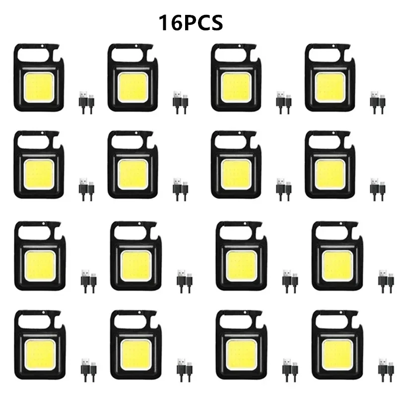 Mini COB LED 500mah Work Light Portable Pocket Flashlight Keychains USB Rechargeable For Outdoor Camping Small Corkscrew led work light 1-16PCS