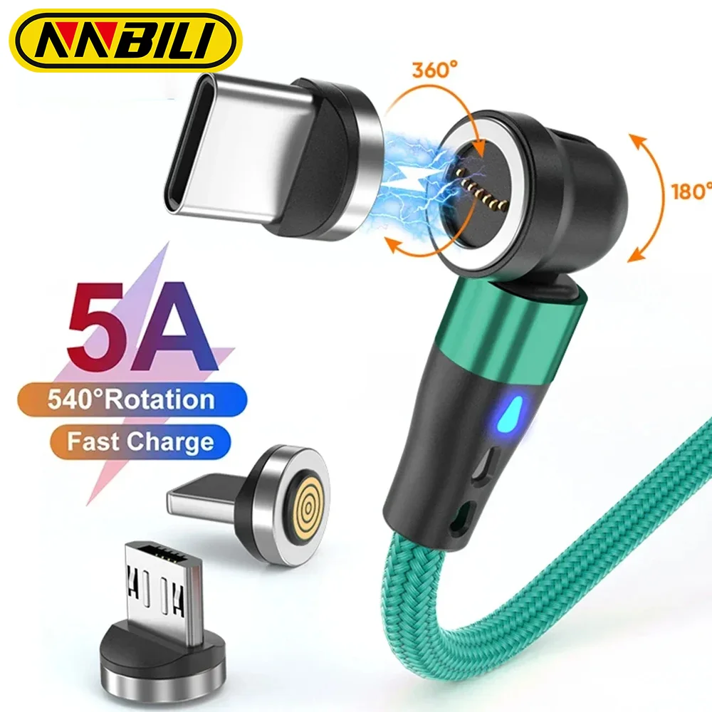 Magnetic 5A Fast Charging USB Type C Cable with 540° Rotation