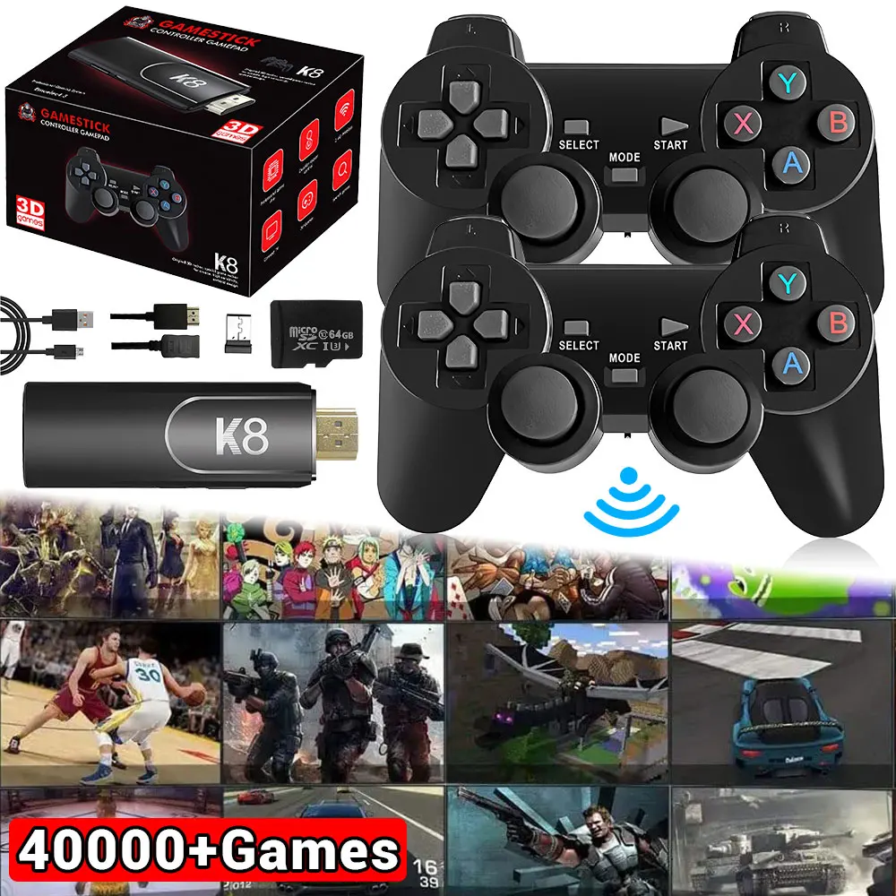 Mando de videojuegos Retro 4K HD K8, 64G, más de 40000 juegos, 40 + emulador, controlador inalámbrico Dual de 2,4G, consola Retro, regalo para niños - Image 5