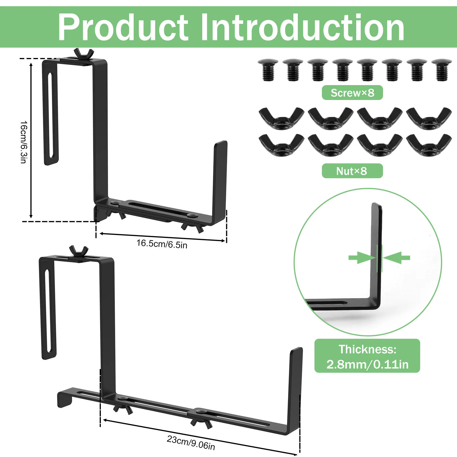 Heavy Duty Carbon Steel Adjustable Planter Box Brackets