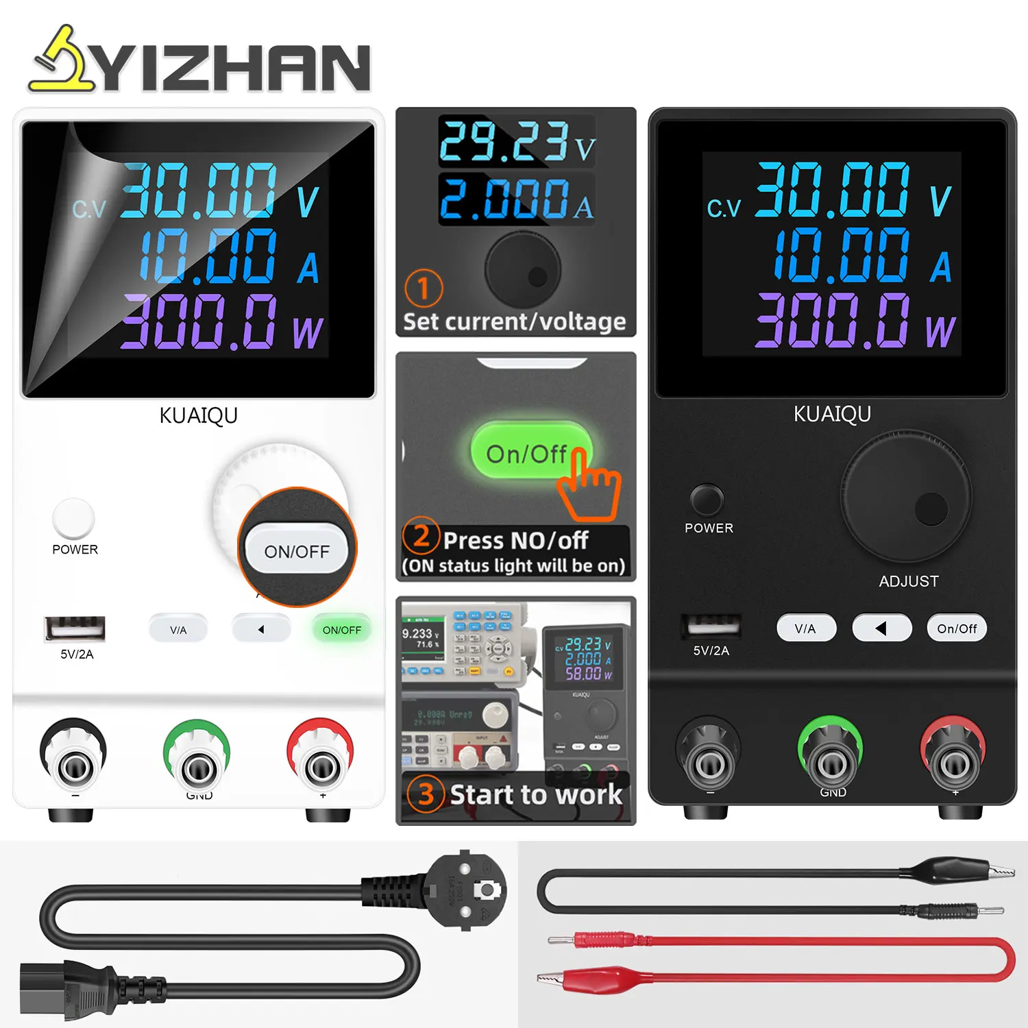 

30V 10A High Precision DC Laboratory Power Supply Adjustable 0.01V 0.001A Voltage Current Regulator LCD Display Preset Function