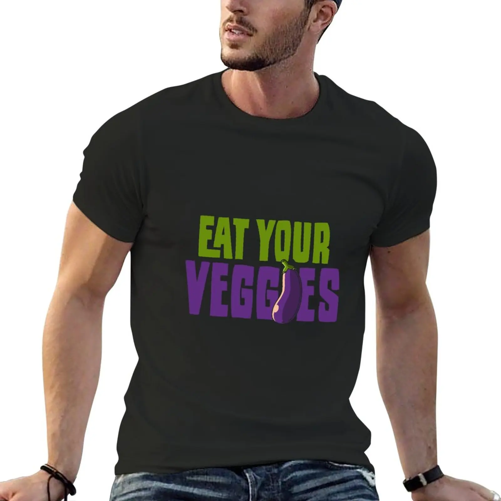 Eat Your Veggies Eggplant T-Shirt korean fashion summer top designer t shirt men