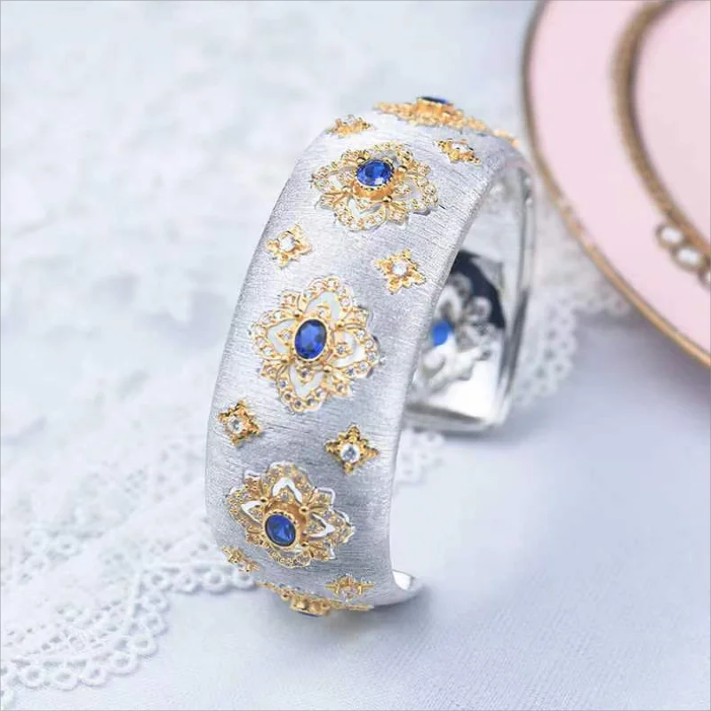 ZOCA Italian Craft Classic Brushed Flower Cuff Bracelets
