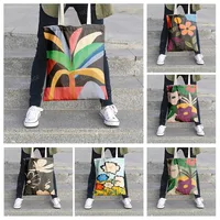 Canvas shoulder bag organization storage Handbags cosmetics travel Women's bag Shopping Fabric pouch nordic boho grocerie 1
