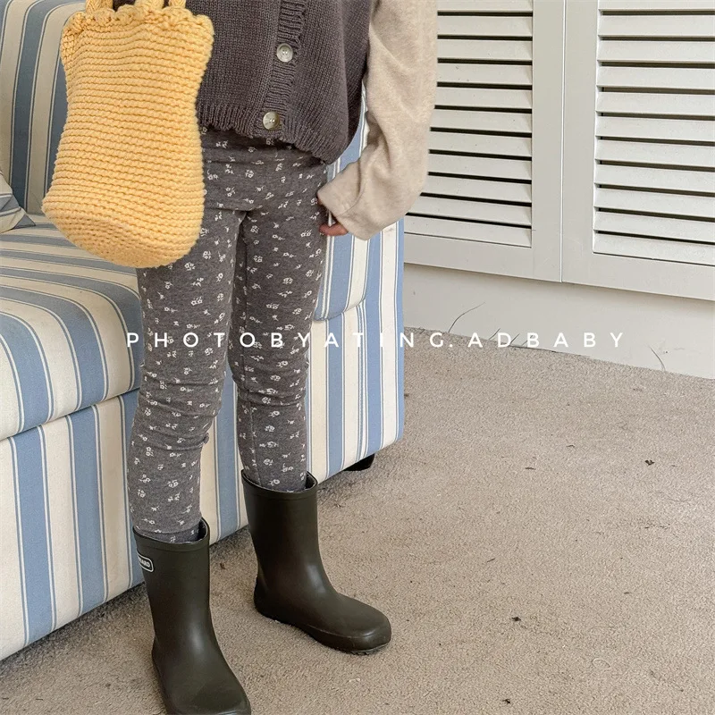 جونمي-ليغنغز بناتي بطباعة ، على الطراز الكوري ، لطيف ، مرن ، بنطلون نحيف ، خريف جديد ، من